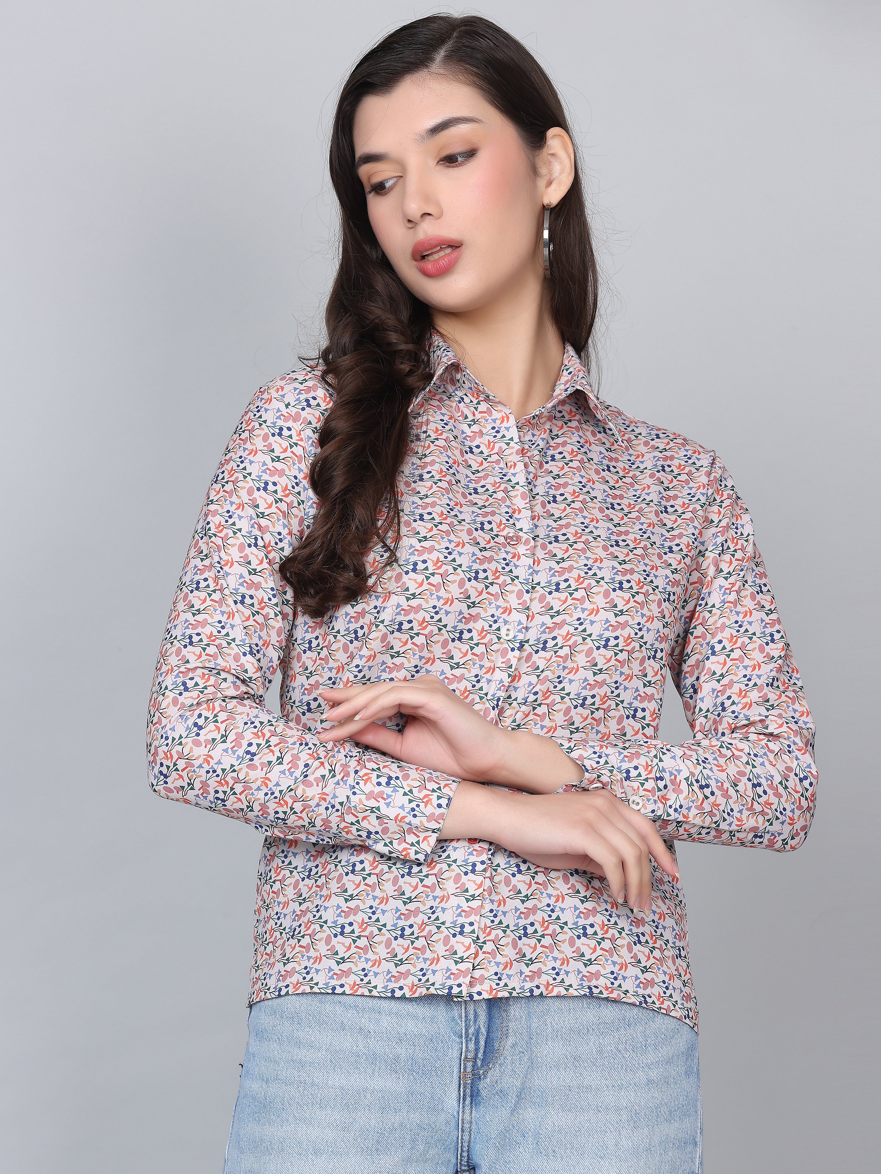 Alexis Beige Mushroom Print Shirt