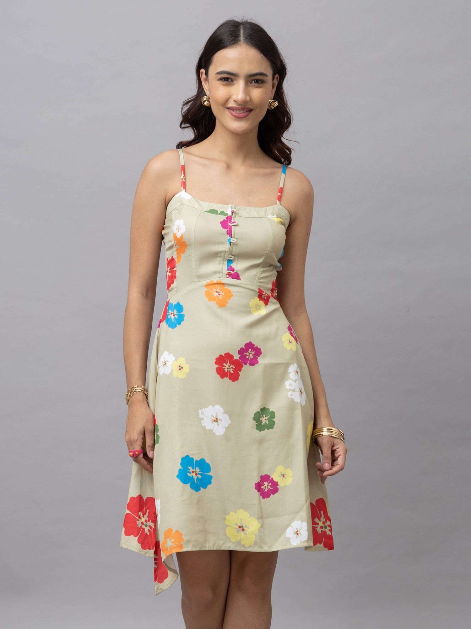 Lucina Green Floral Corset Short Dress