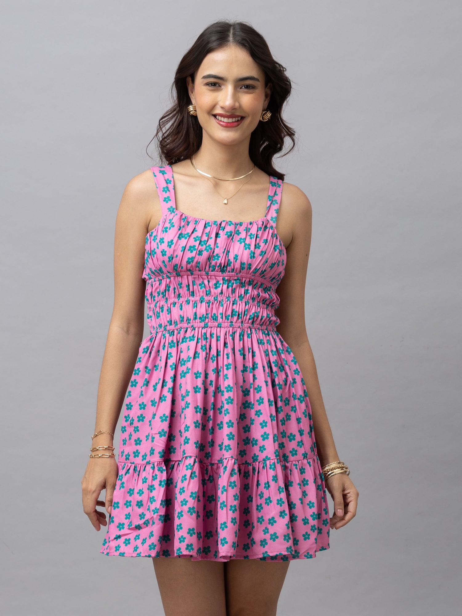 Maria Pink Floral Mini Dress