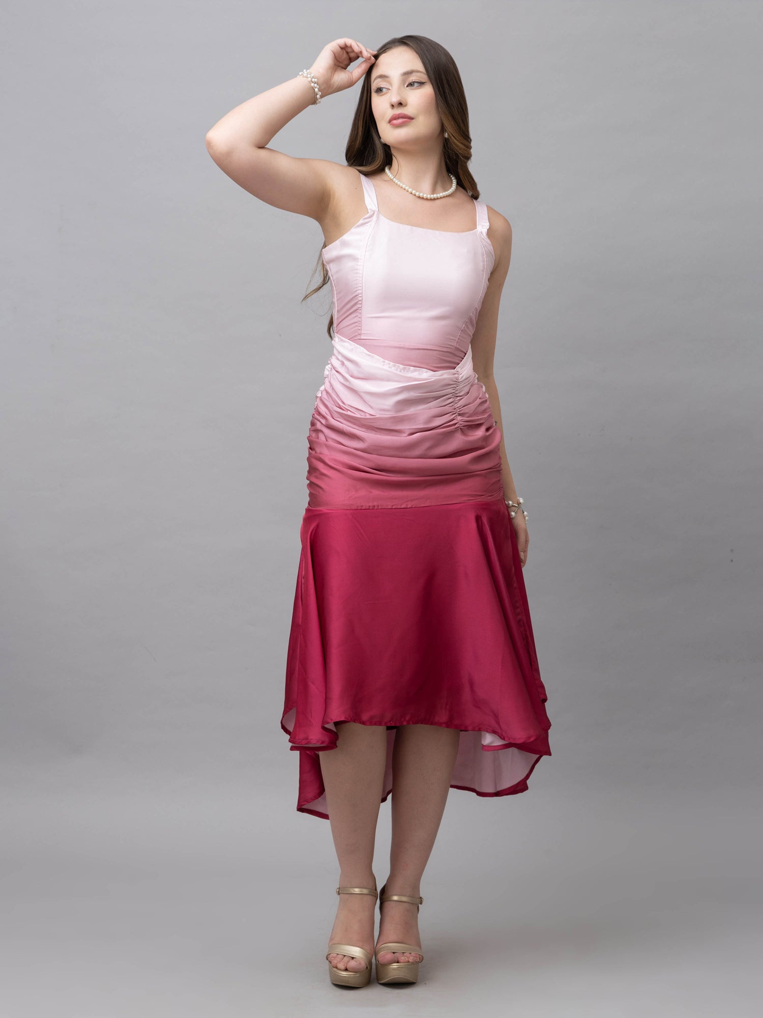 Victoria Pink Ombre Print Midi Dress