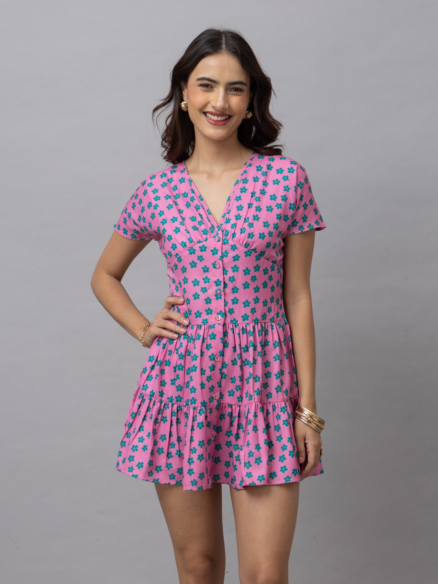 Lara Pink Floral Mini Dress