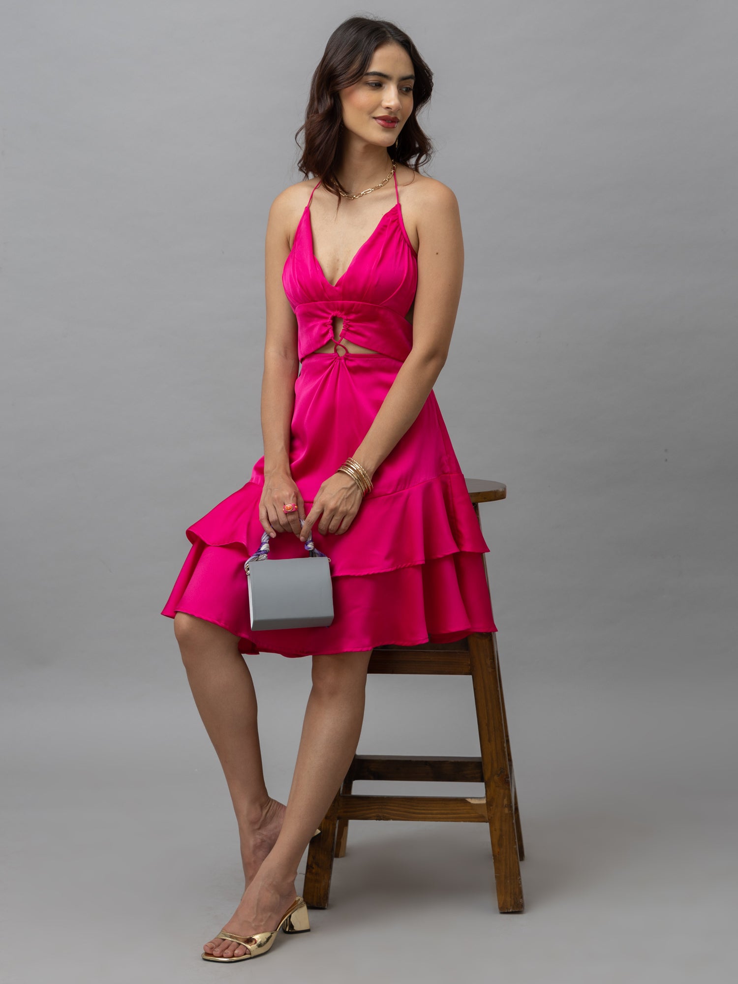Evelyn Hot Pink Mini Dress - Main Image
