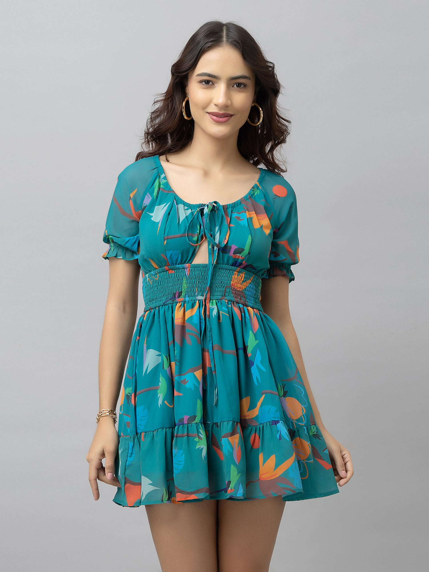 Juno Green Origami Mini Dress