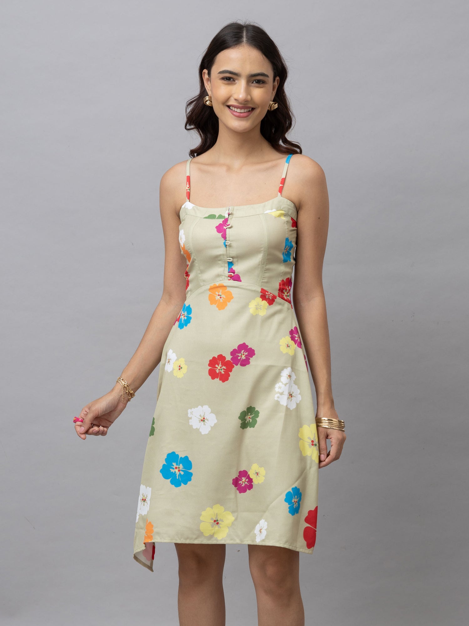 Lucina Green Floral Corset Short Dress