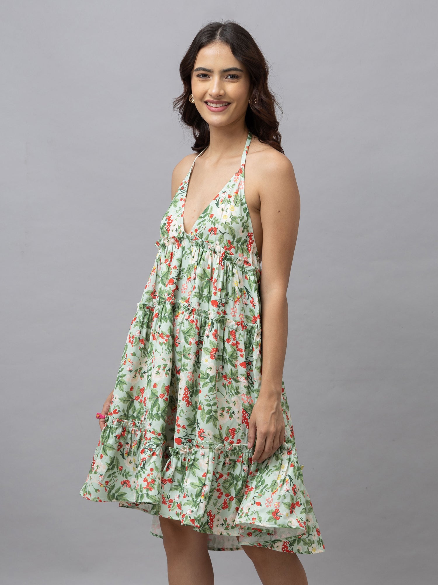 Gaia Green Floral Mini Dress
