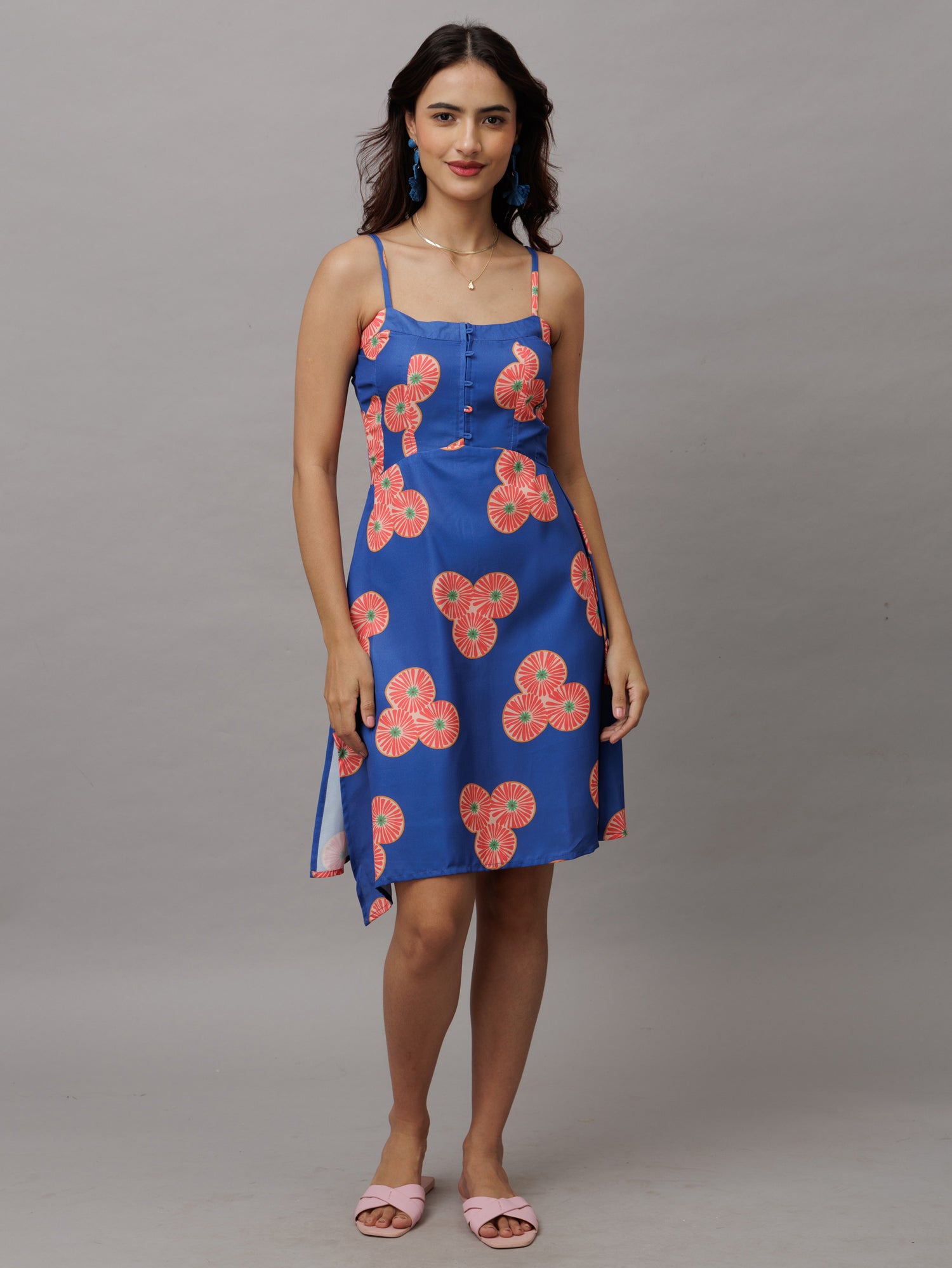 Lucina Blue Fruit Corset Short Dress
